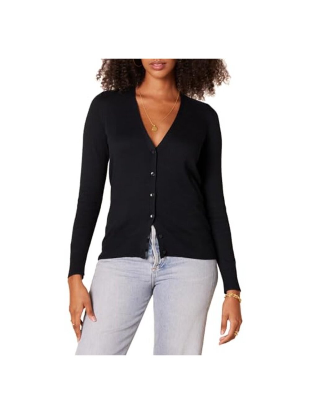 Women's Lightweight Cotton Blend V-Neck Button Cardigan Sweater